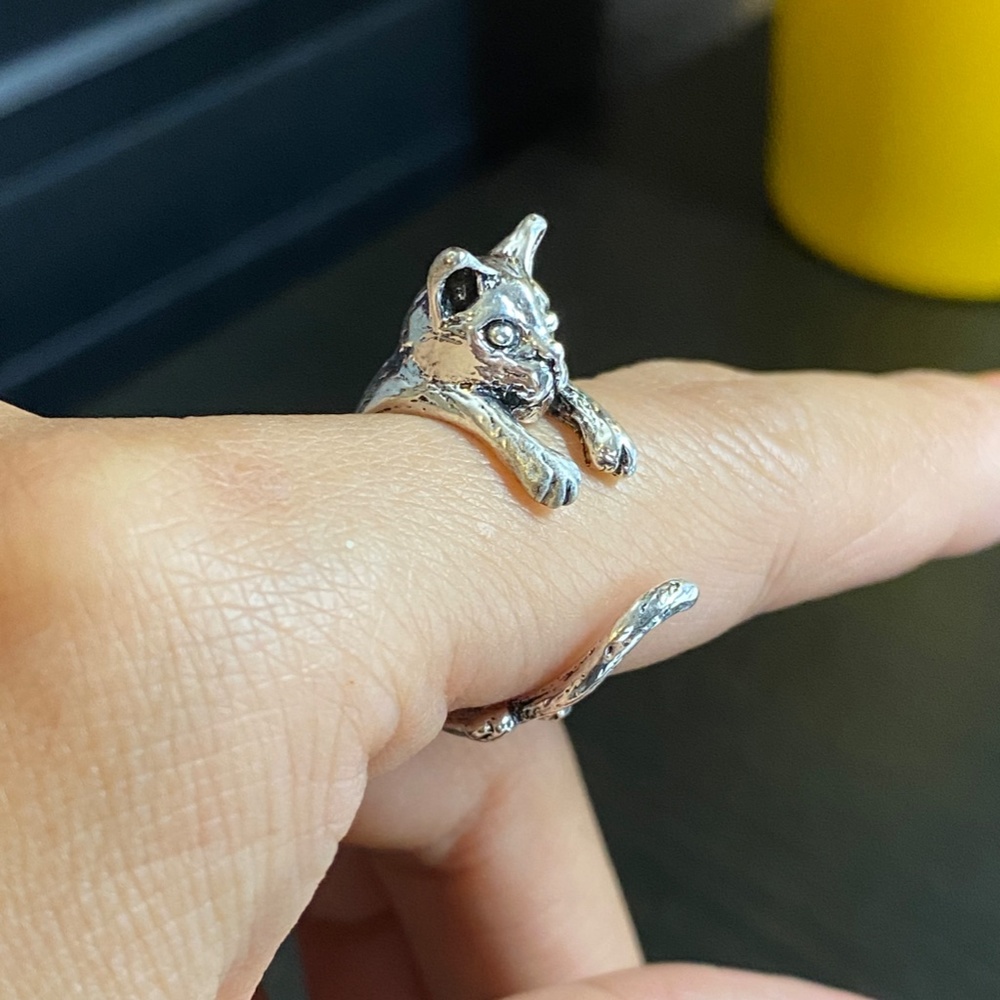 Silver Cat Open Ring,Silver Adjustable Ring,Silve… - image 3